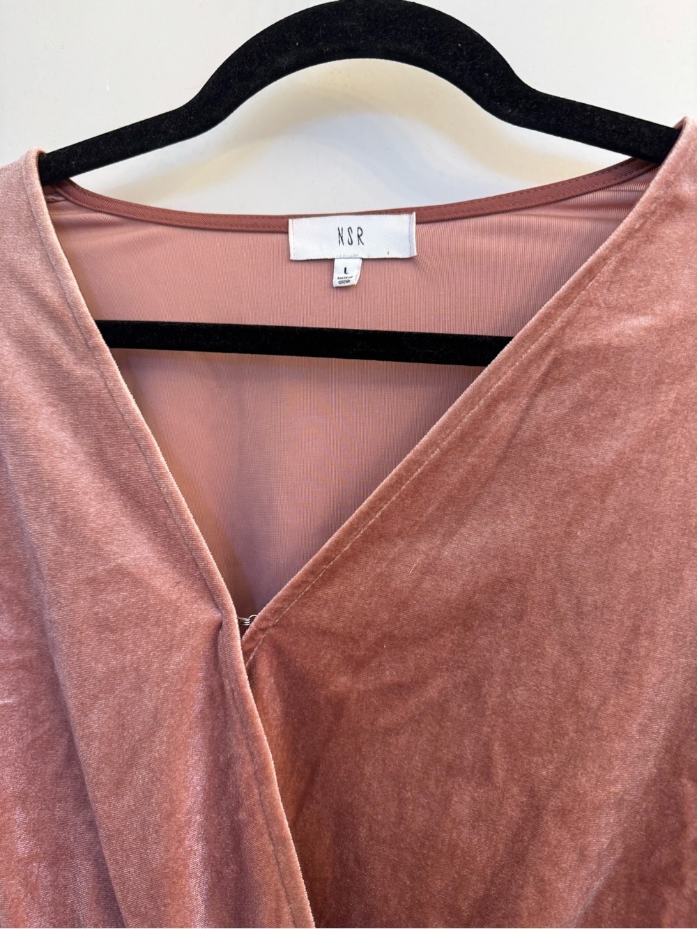 NSR Rose-Mauve Velvet Wrap Bodysuit - Picture 2 of 4